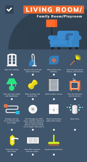Living Room Spring Cleaning Checklist by Cleaner Claner